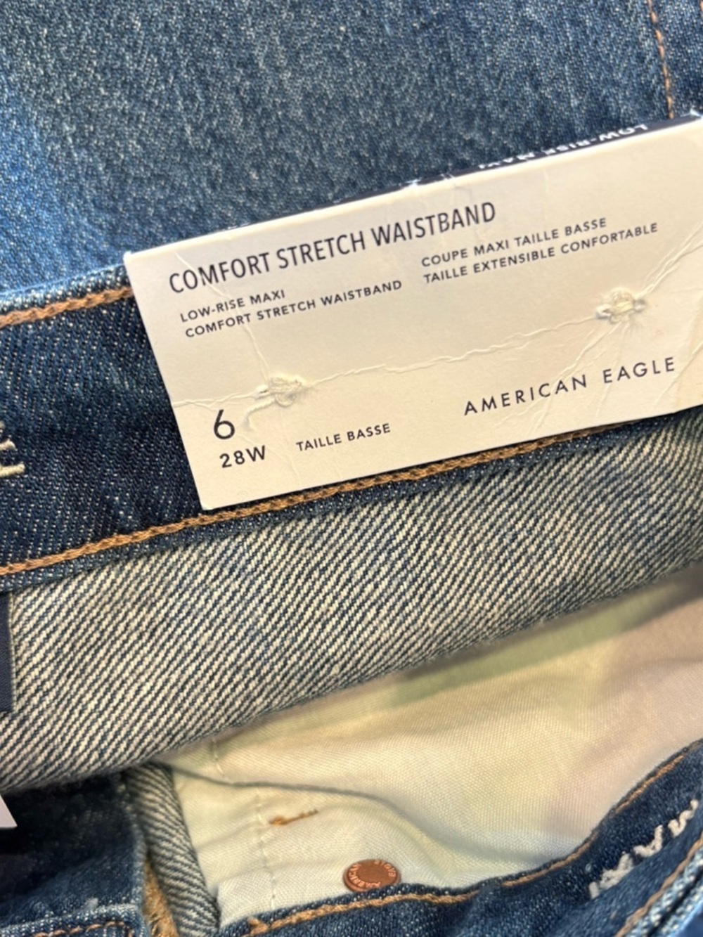 American Eagle Denim Cargo Midi Skirt Size 6 High Rise Front Slit NWT - Picture 5 of 8